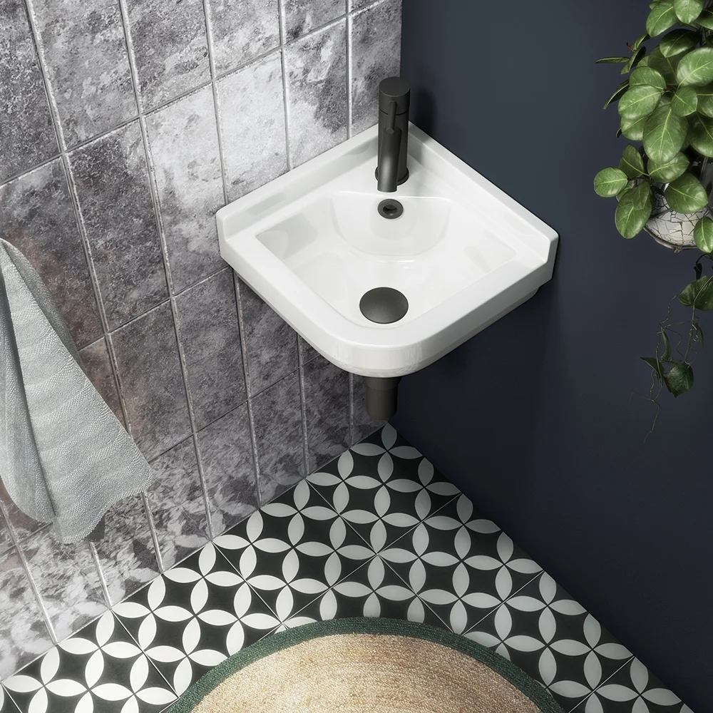 Arezzo Round Corner Cloakroom Basin 1TH - Gloss White