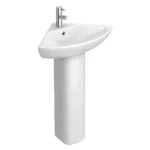 Venice Modern Corner Basin + Pedestal (1 Tap Hole)