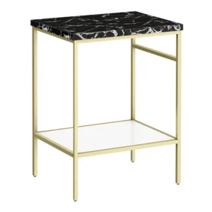 Arezzo 610 Black Marble Effect Worktop with Brushed Brass Framed Washstand