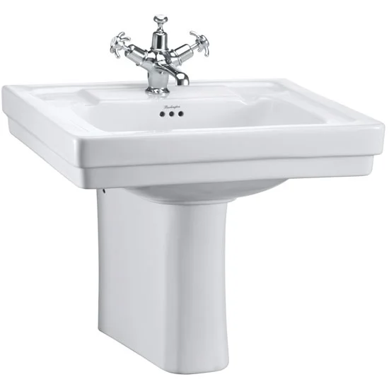 Burlington Contemporary Medium Basin and Semi Pedestal 1 Tap Hole Option