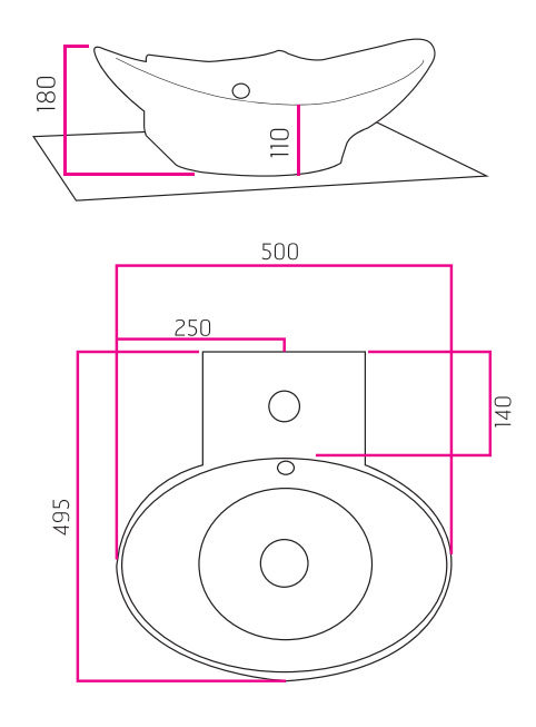 Miller - 500mm Countertop Ceramic Basin - Image 3