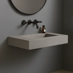 Arezzo Wall Hung Sintered Stone Basin 800 x 460mm - Grey Marble