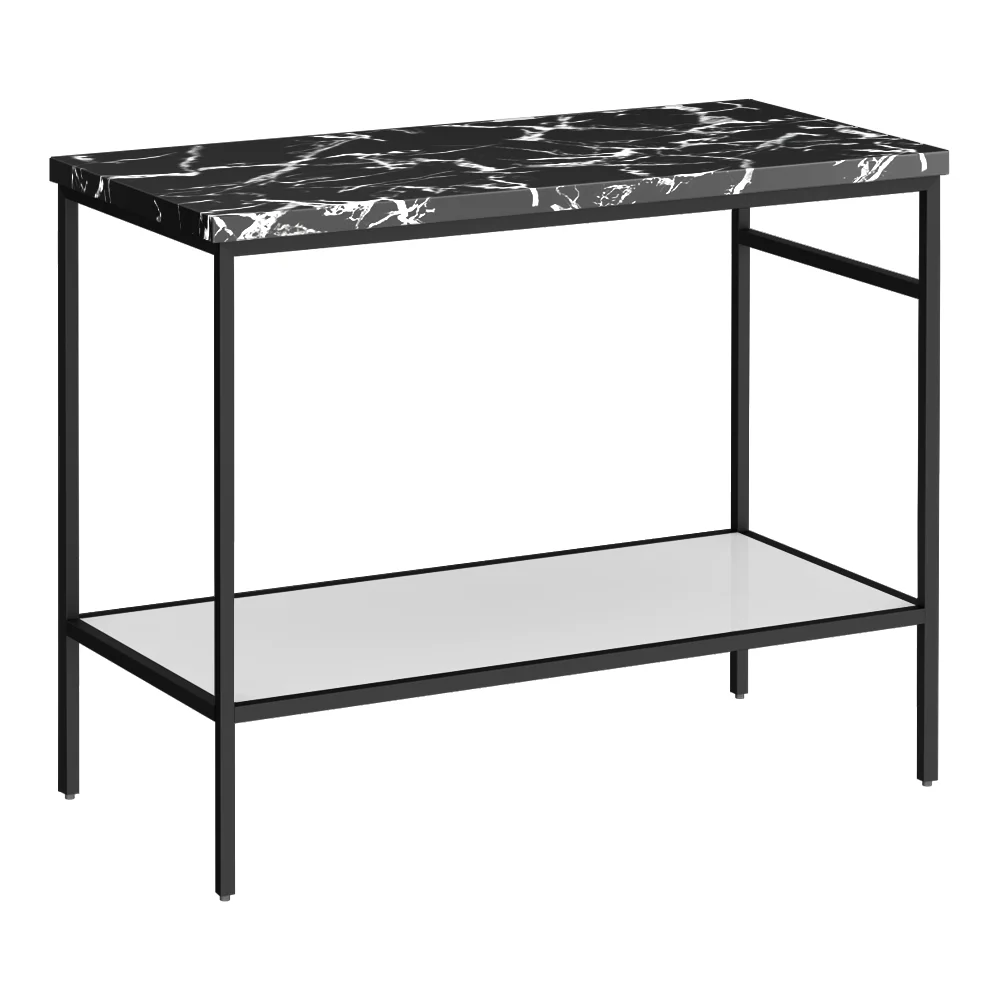 Arezzo 1010 Black Marble Effect Worktop with Matt Black Framed Washstand