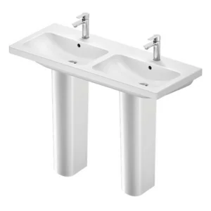 Duravit D-Code 1200mm Double Basin and Full Pedestal