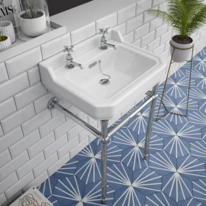 Keswick Traditional 560mm Basin & Chrome Wash Stand