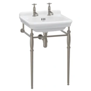 Burlington Guild 560mm Basin & Brushed Nickel Wash Stand
