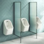 2 x Arezzo Fluted Glass Matt Black Framed Urinal Partitions