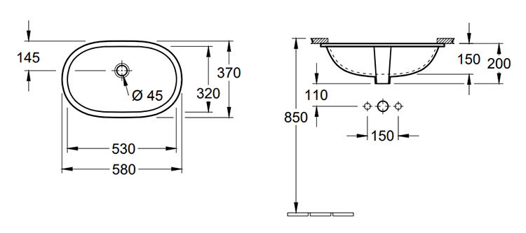 Villeroy and Boch O.novo Oval Undercounter Basin - Image 2