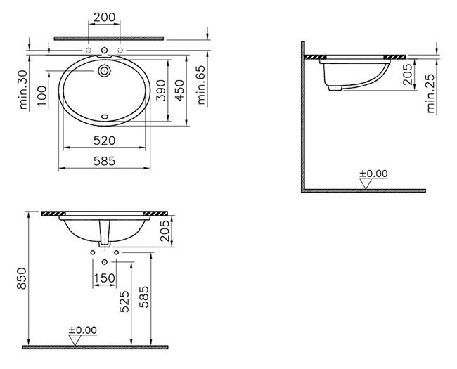 VitrA S20 Under Counter Oval Basin - Image 4