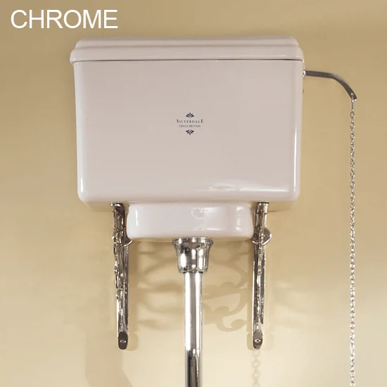 Silverdale Victorian Garden Pattern High Level Toilet - Excludes Seat Chrome Fittings - Image 3