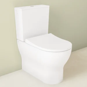 VitrA Evi Round Rimless Close Coupled Toilet - Back-to-Wall with Soft-Close Seat
