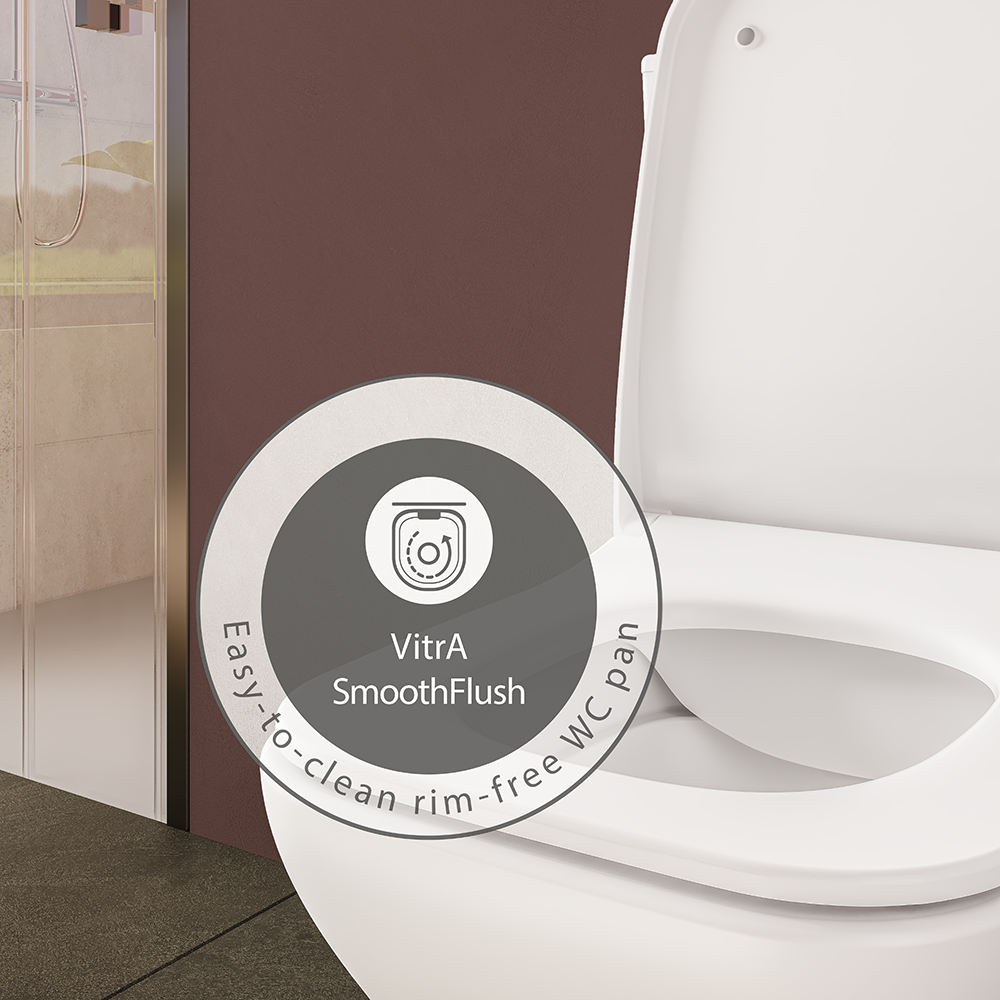 VitrA Evi Square Rimless Close Coupled Toilet - Open Back with Soft-Close Seat - Image 2