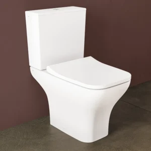 VitrA Evi Square Rimless Close Coupled Toilet - Open Back with Soft-Close Seat