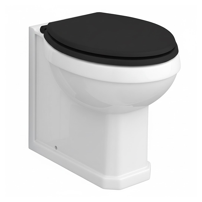 Alchemy 500mm Matt Black WC Unit with Granite Lid & Back to Wall Toilet Set - Antique Brass Flush - Image 3