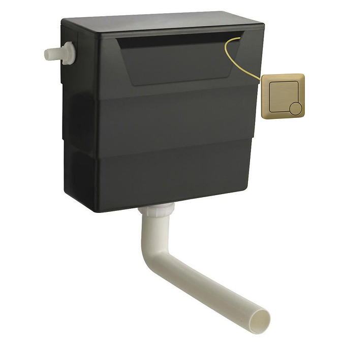 Alchemy 500mm Matt Black WC Unit with Granite Lid & Back to Wall Toilet Set - Antique Brass Flush - Image 8