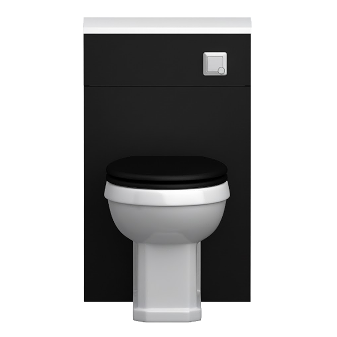 Alchemy 500mm Matt Black WC Unit with Granite Lid & Back to Wall Toilet Set - Chrome Flush - Image 6