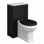 Alchemy 500mm Matt Black WC Unit with Granite Lid & Back to Wall Toilet Set - Matt Black Flush