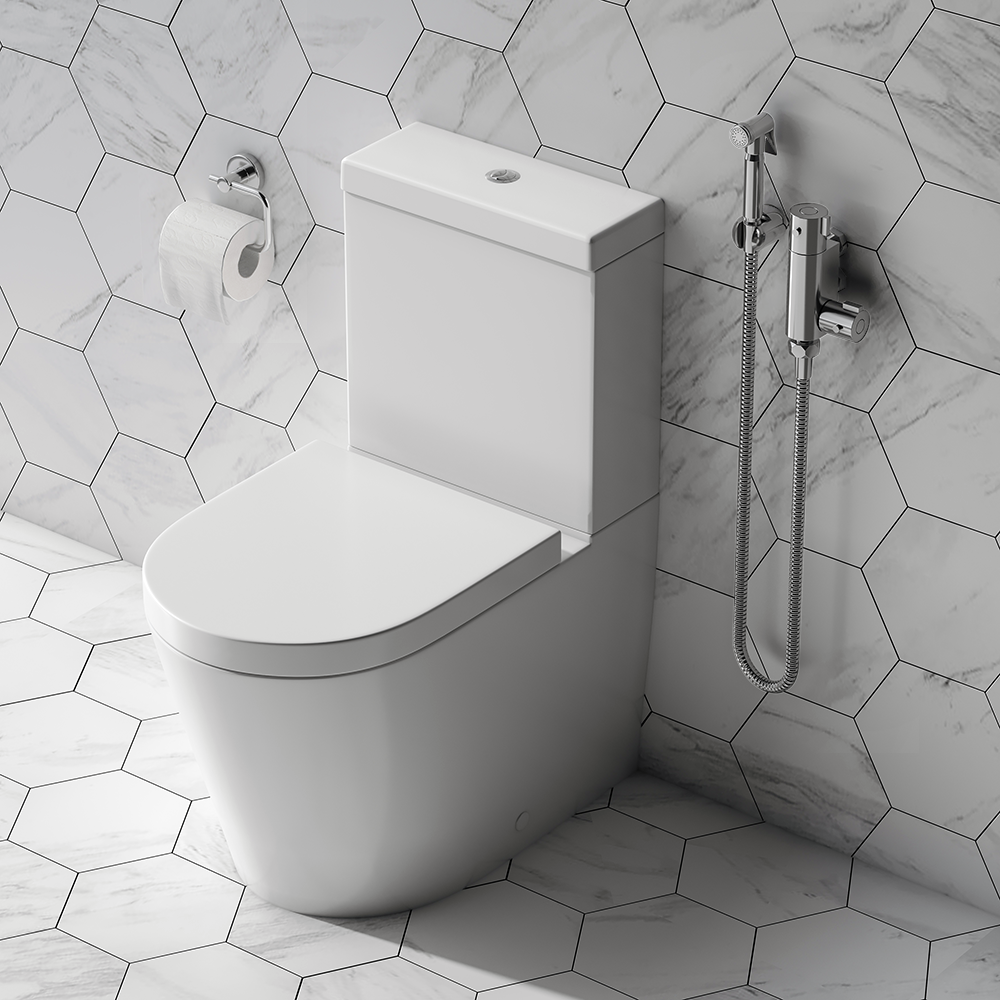 Arezzo BTW Close Coupled Toilet with Douche Kit and Soft Close Seat