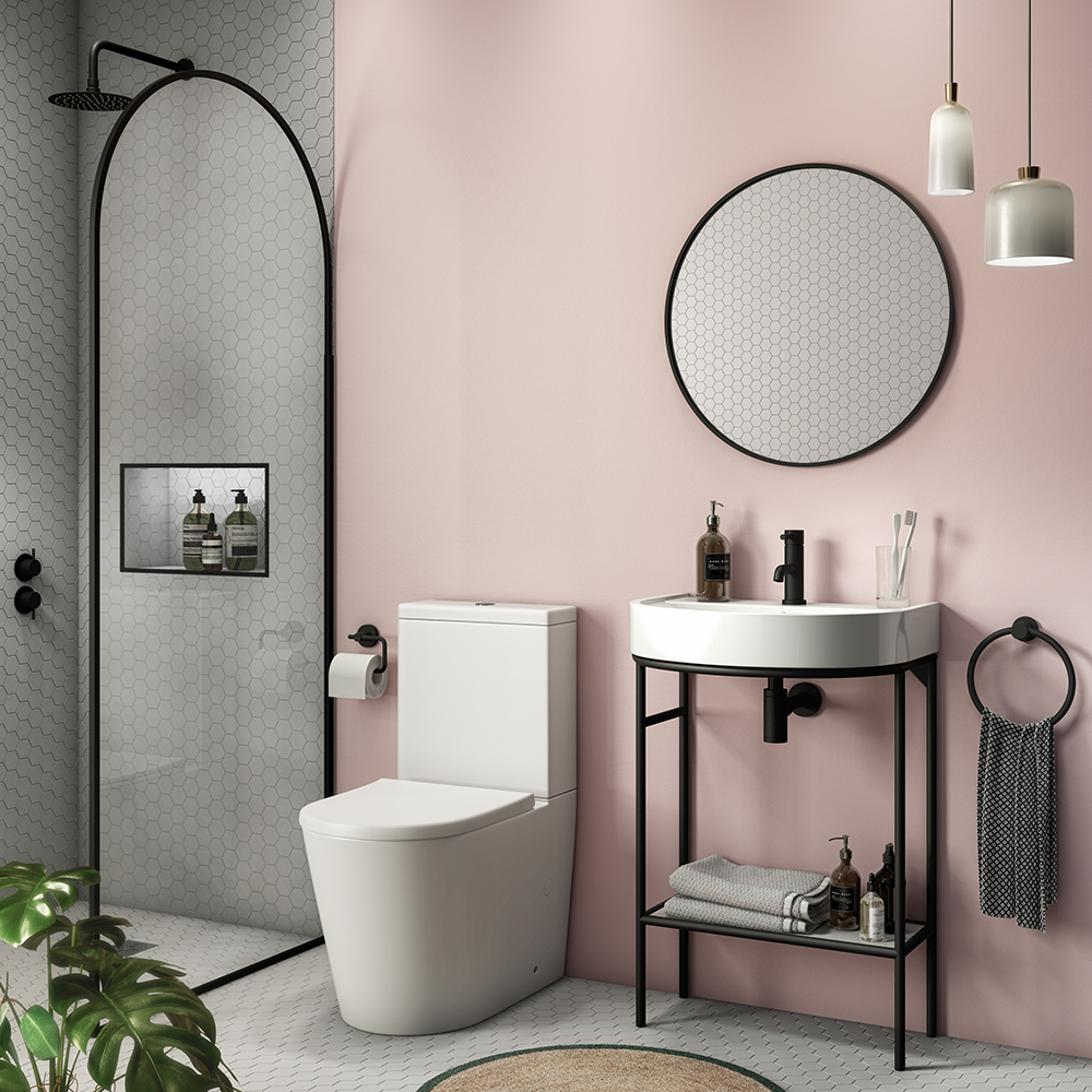Arezzo BTW Close Coupled Toilet with Soft Close Seat (Matt Black Flush + Hinges) - Image 5
