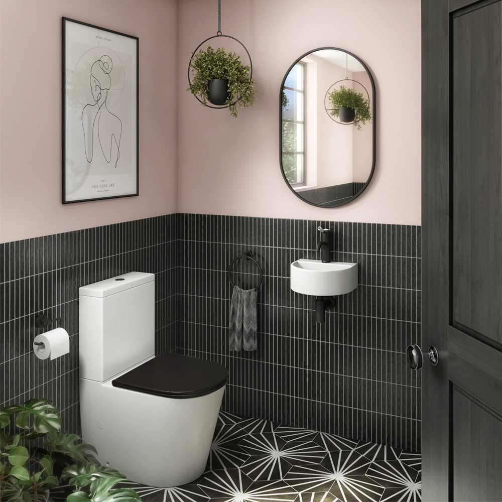 Arezzo BTW Close Coupled Toilet with Matt Black Soft Close Seat - Image 4