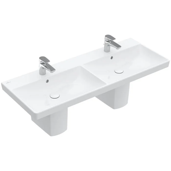 Villeroy and Boch Avento 1200 x 470mm Double Basin + Semi Pedestals