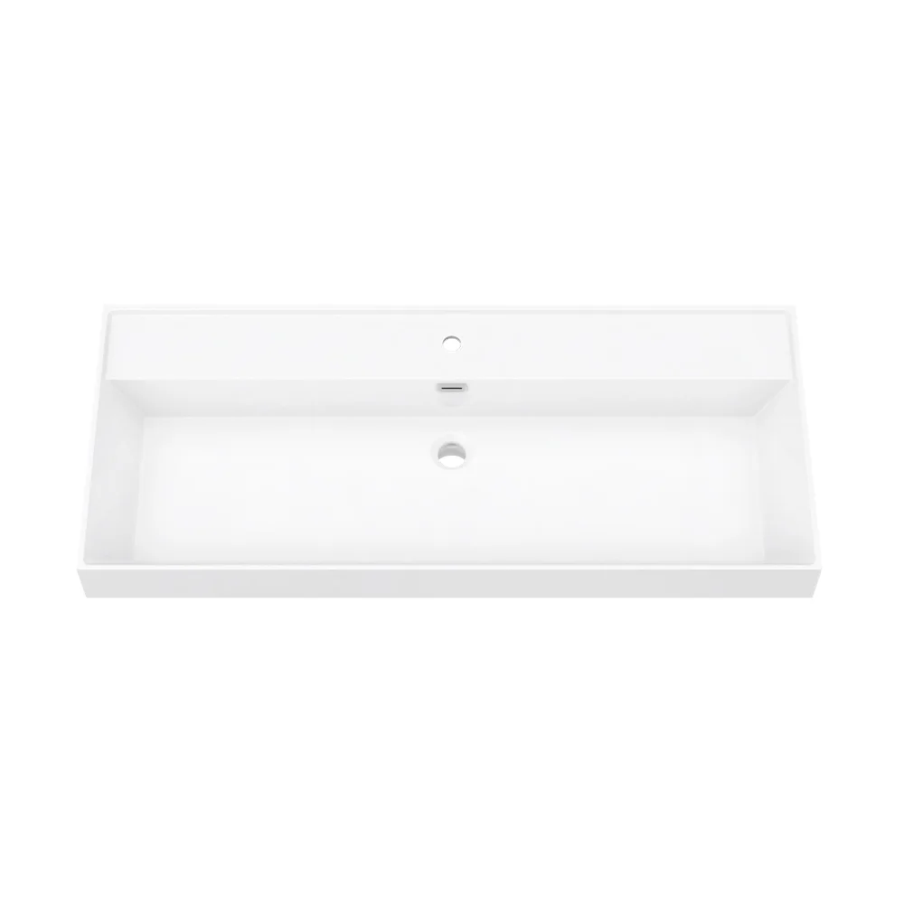 Arezzo 1000 Brushed Brass Framed Washstand with Gloss White Open Shelf and Basin - Image 5