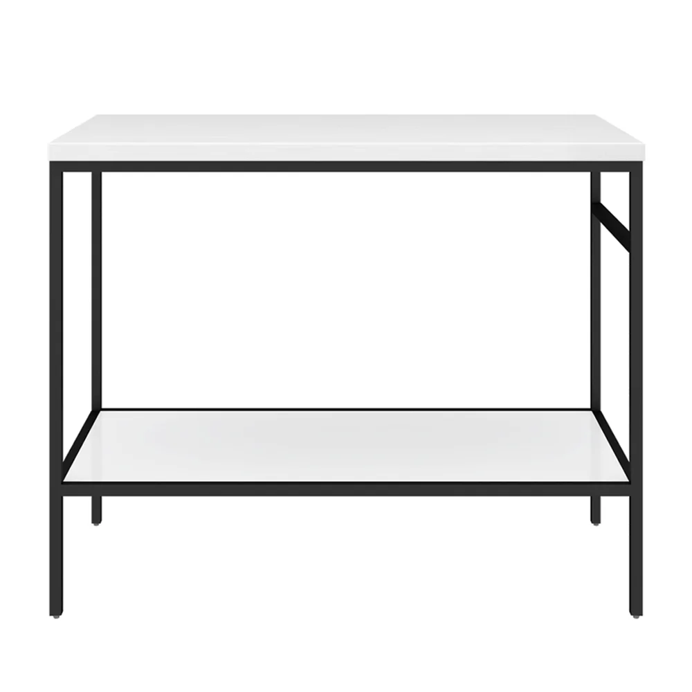 Arezzo 1010 Gloss White Stone Resin Worktop with Matt Black Framed Washstand - Image 3