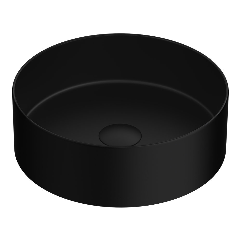Arezzo Matt Black Round Countertop Basin - 300mm Diameter - Image 4