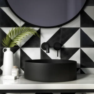 Arezzo Matt Black Round Countertop Basin - 300mm Diameter