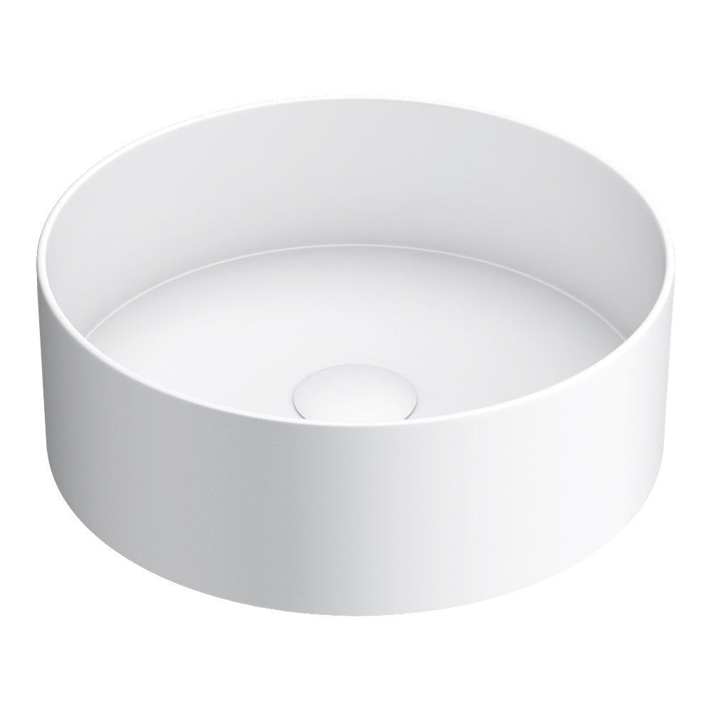 Arezzo Matt White Round Countertop Basin - 300mm Diameter - Image 2