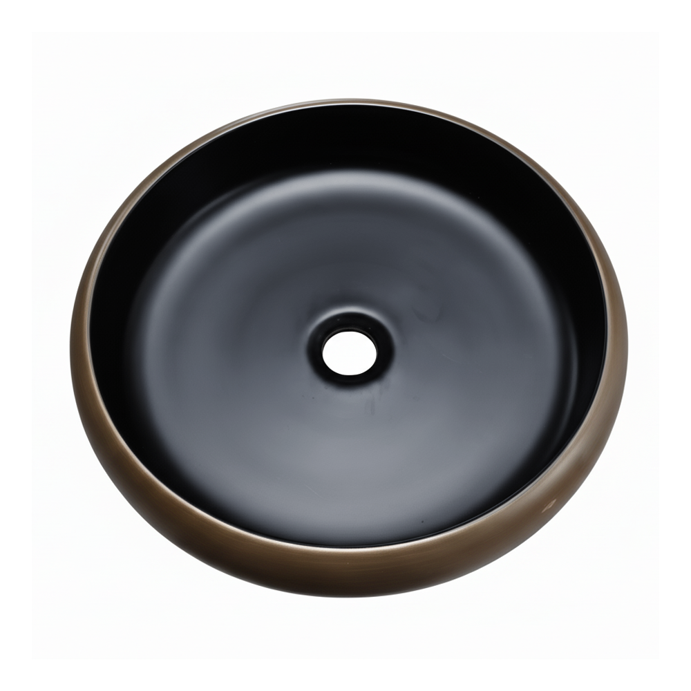 Arezzo 420mm Round Countertop Basin with Waste - Matt Black/Pewter - Image 3