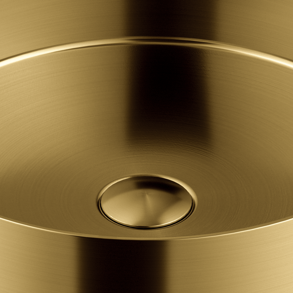 Arezzo Freestanding Basin (380 x 830mm) Brushed Brass with Waste - Image 2