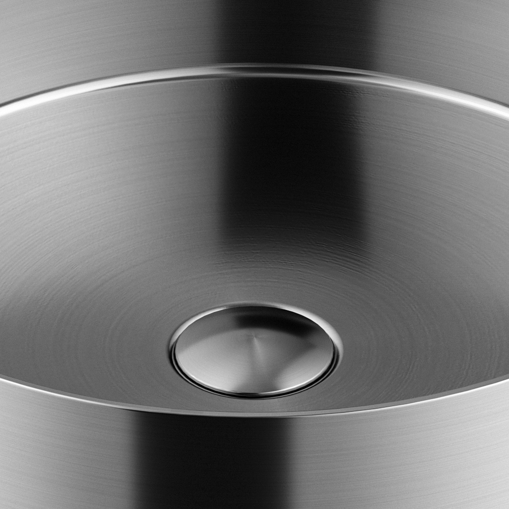 Arezzo Freestanding Basin (380 x 830mm) Brushed Steel with Waste - Image 2