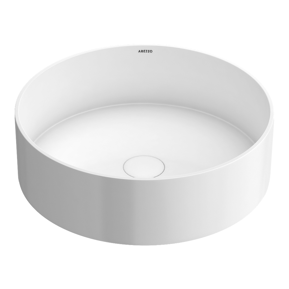 Arezzo Gloss White Round Stone Resin Counter Top Basin (380mm Diameter) - Image 2