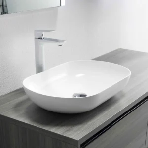 Arezzo Gloss White Oblong Stone Resin Counter Top Basin (540 x 340mm)