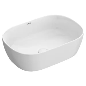 Arezzo Gloss White Curved Rectangular Stone Resin Counter Top Basin (500 x 345mm)