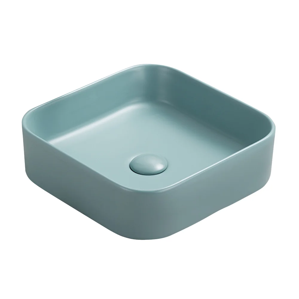 Arezzo 370 x 370mm Curved Square Counter Top Basin - Matt Green - Image 3