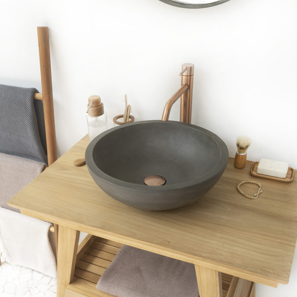 Arezzo Stone Dusk Grey Round Counter Top Basin - 400mm Diameter - Image 3