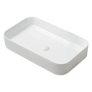 Arezzo 600 x 370mm Curved Rectangular Counter Top Basin - Gloss White