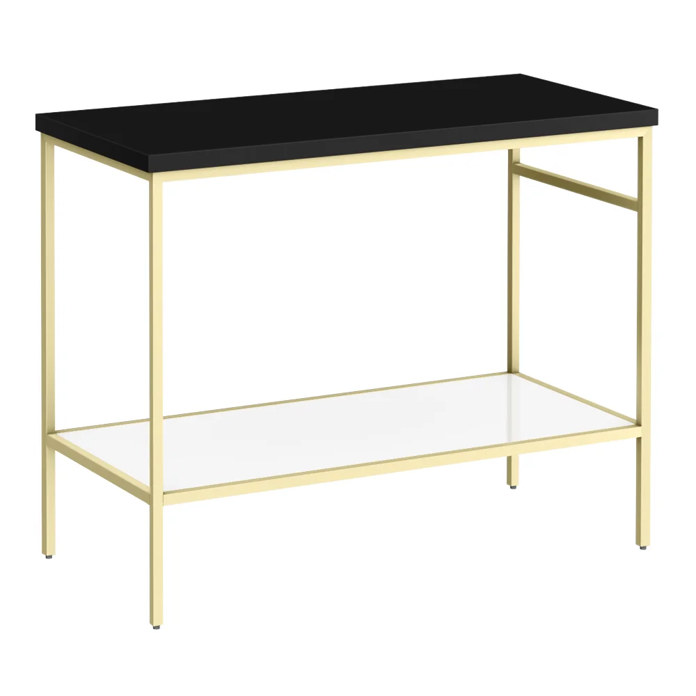 Arezzo 1010 Matt Black Stone Resin Worktop with Brushed Brass Framed Washstand