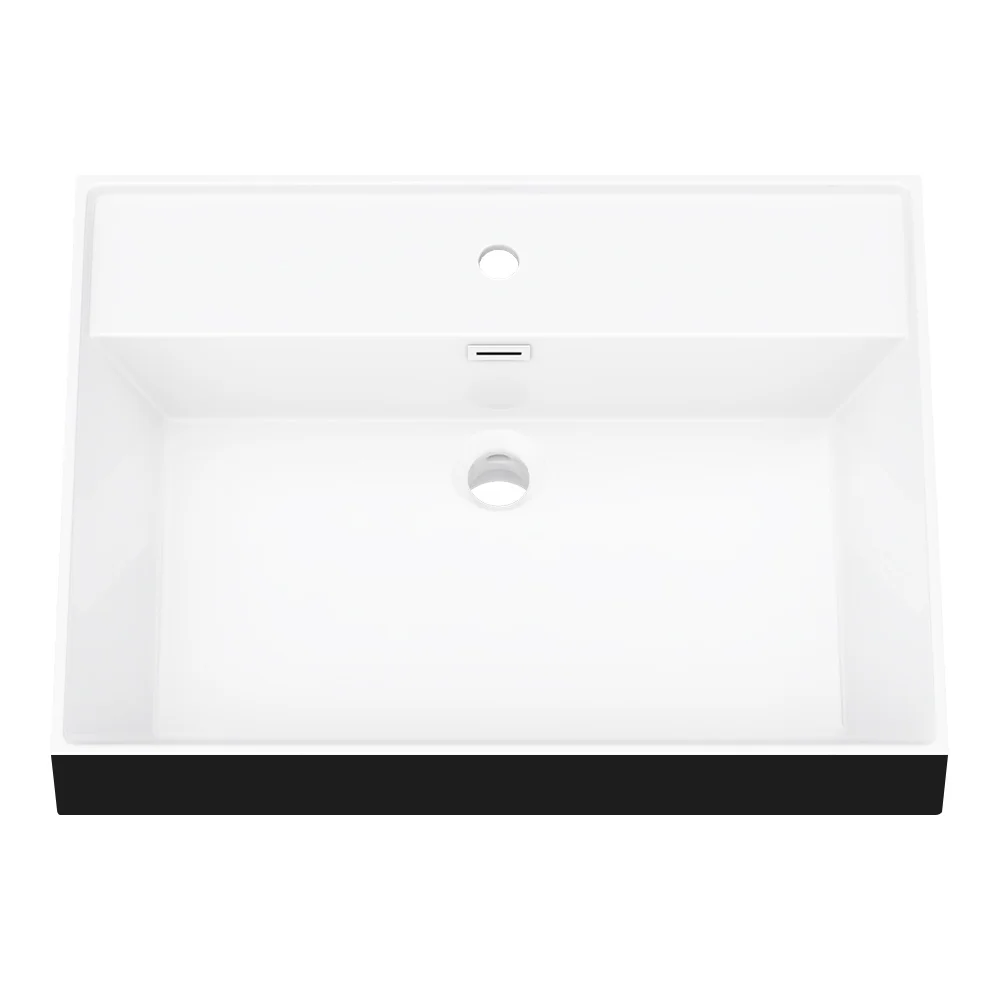 Arezzo 600 Brushed Brass Framed Washstand with Gloss White Open Shelf and Matt Black Basin - Image 3