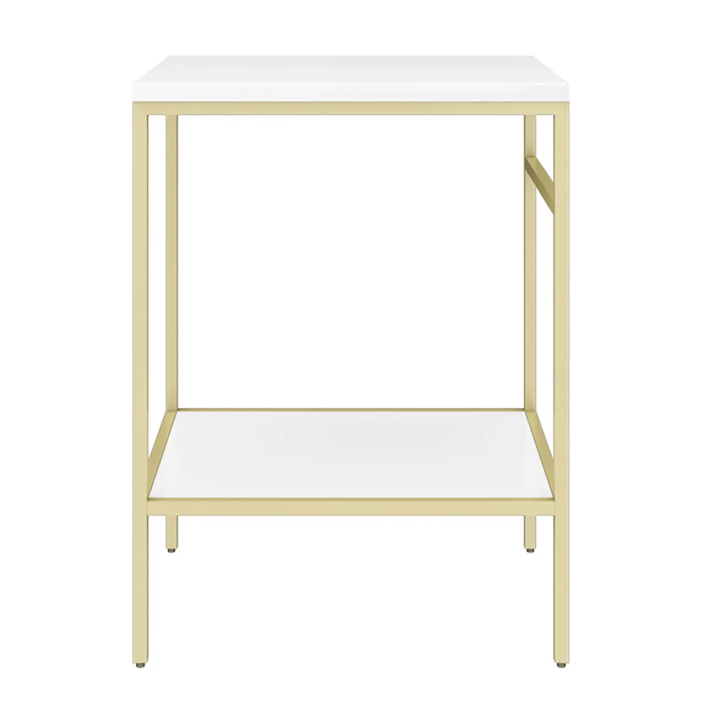 Arezzo 610 Gloss White Stone Resin Worktop with Brushed Brass Framed Washstand - Image 3