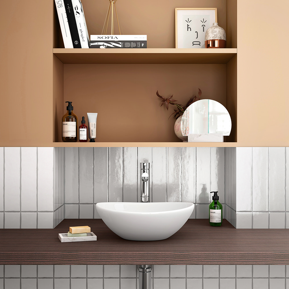 Arezzo Matt White Oval Counter Top Basin 0TH (410 x 340mm) - Image 3