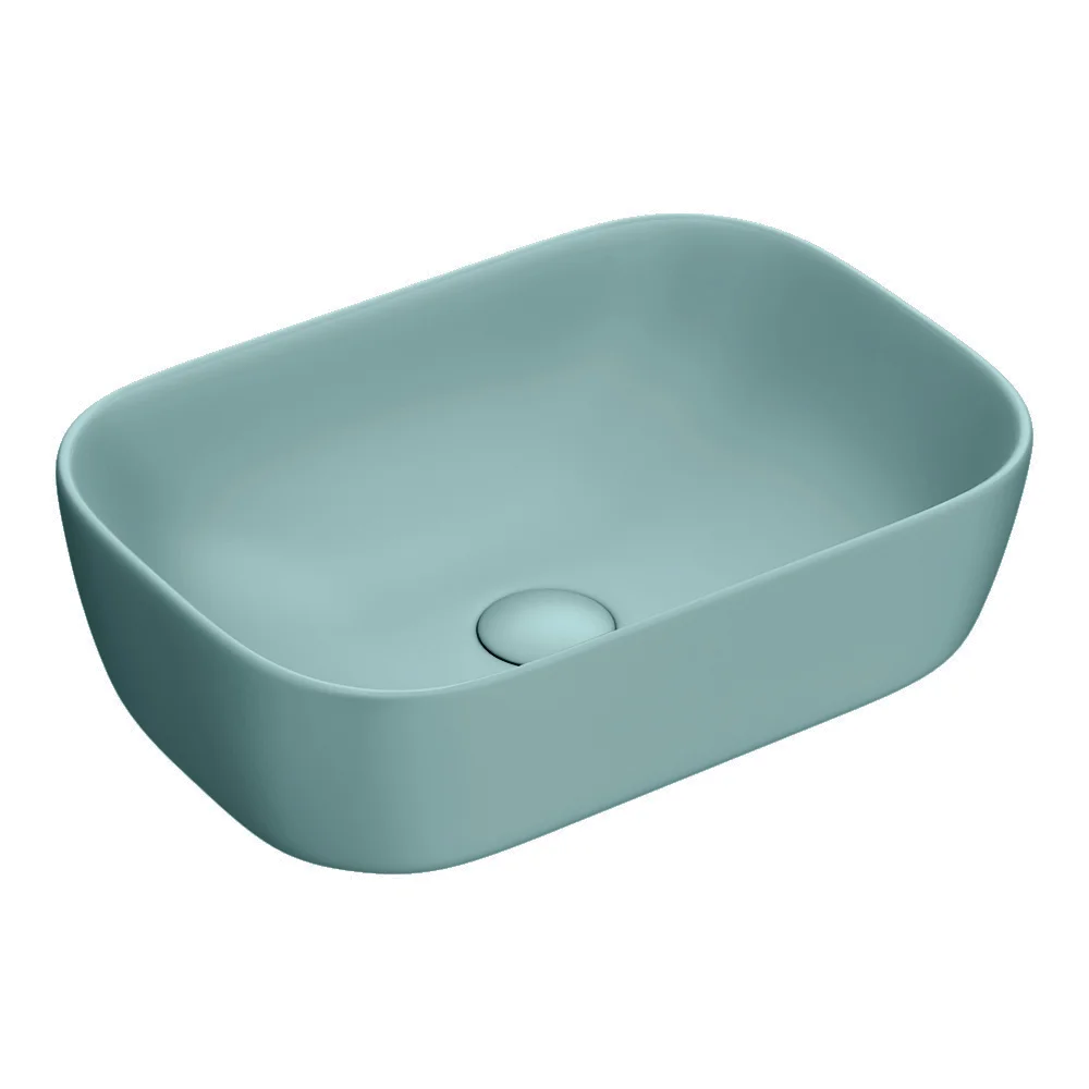 Arezzo 455 x 325mm Matt Green Curved Rectangular Counter Top Basin - Image 3