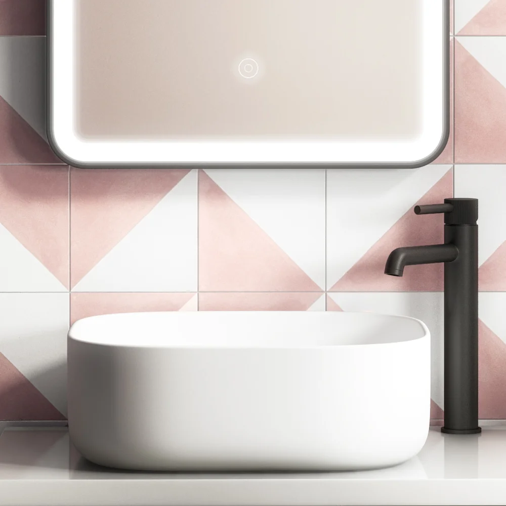Arezzo 425 x 425mm Matt White Curved Square Counter Top Basin - Image 4