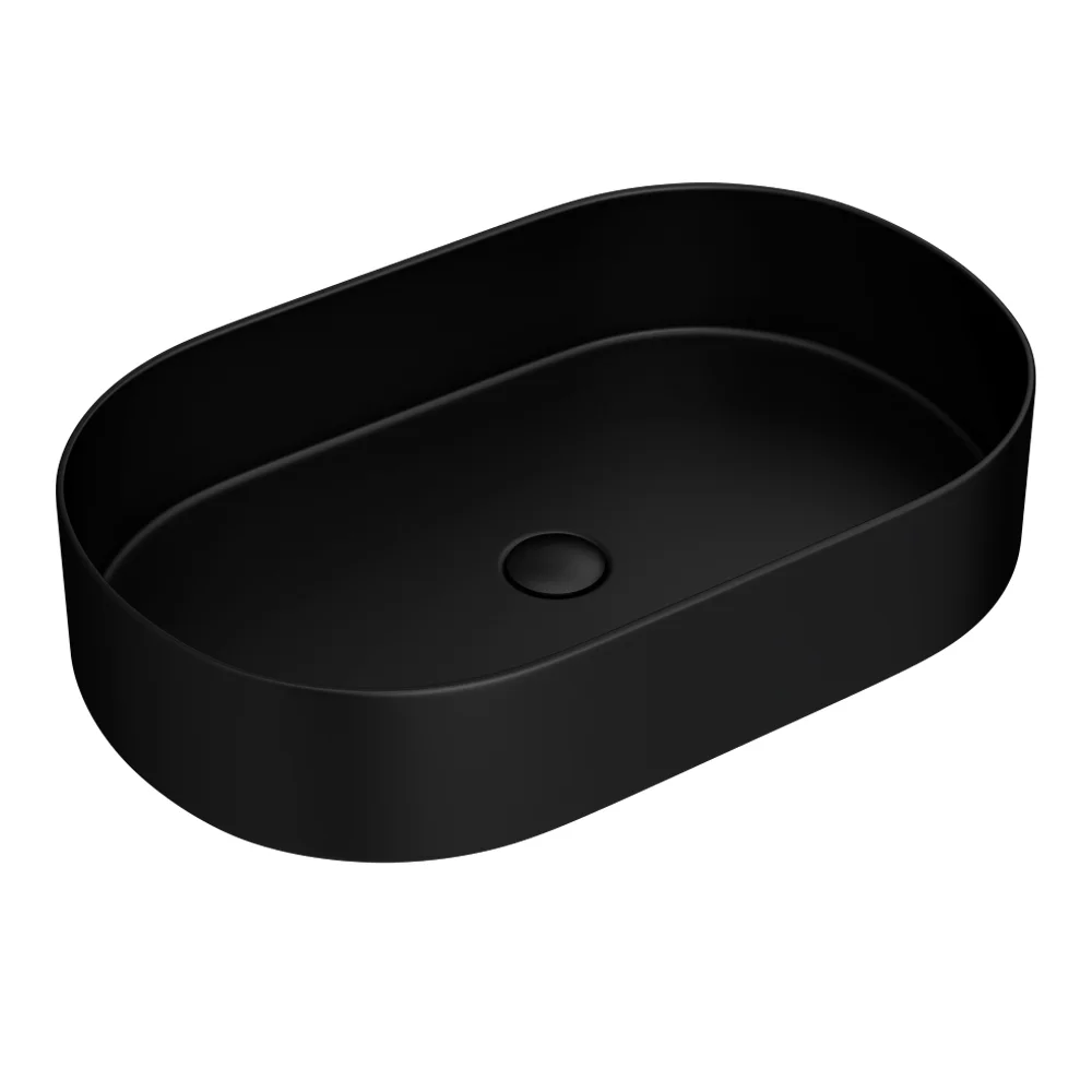Arezzo Matt Black Oval Ceramic Counter Top Basin (600 x 380mm) - Image 2