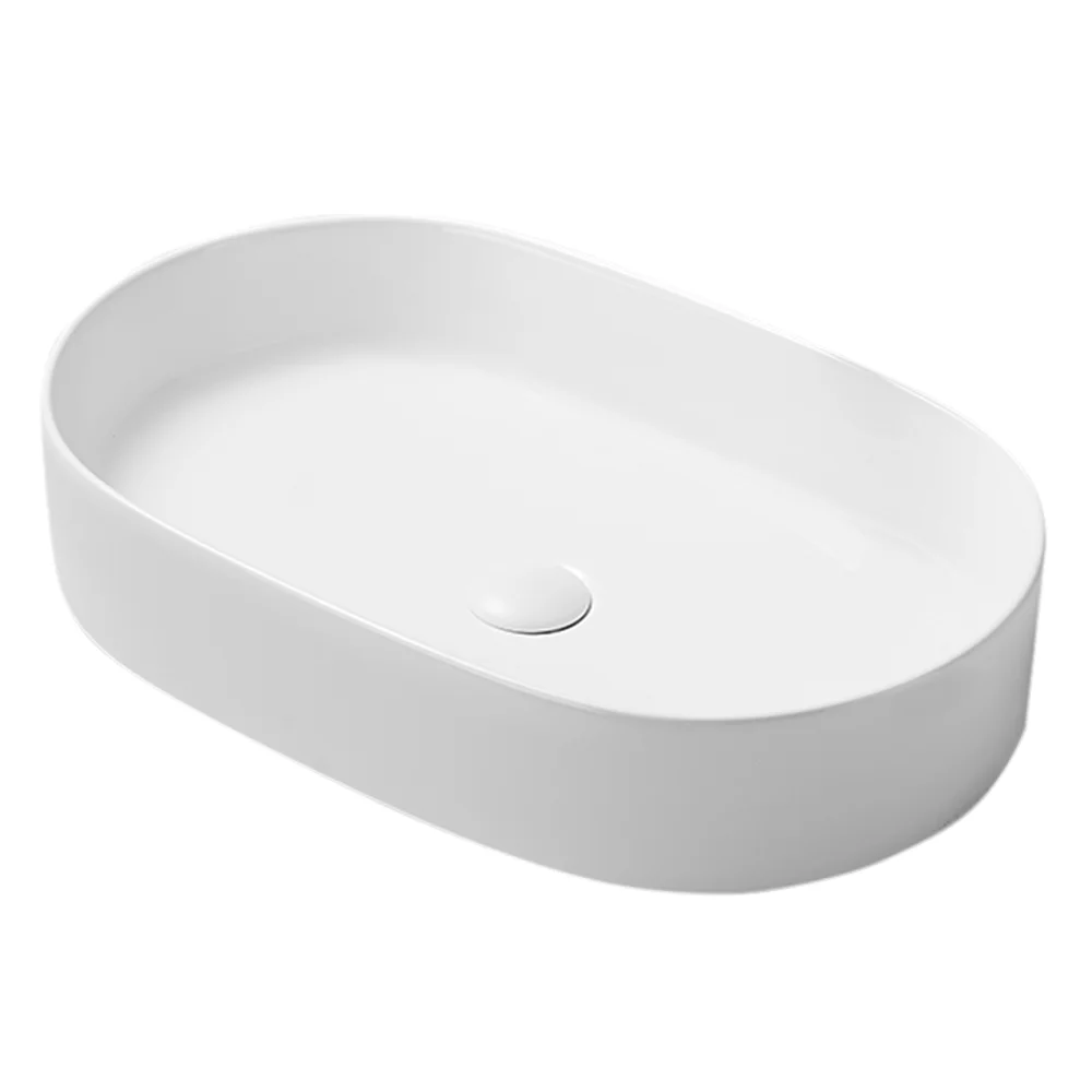 Arezzo Matt White Oval Ceramic Counter Top Basin (600 x 380mm) - Image 2