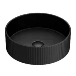 Arezzo Fluted Matt Black Round Countertop Basin - 360mm Diameter