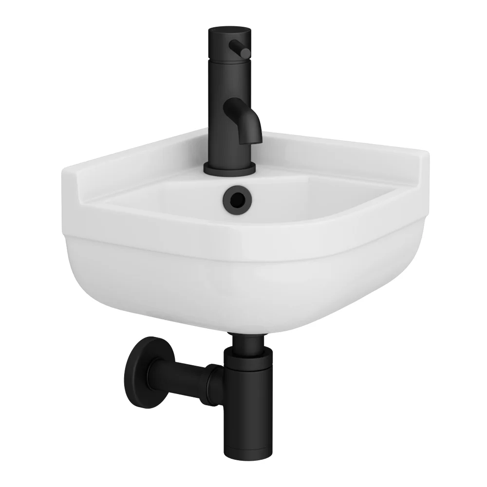 Arezzo Round Corner Cloakroom Basin 1TH - Gloss White - Image 2