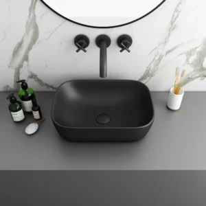 Arezzo 465 x 325mm Matt Black Curved Rectangular Counter Top Basin